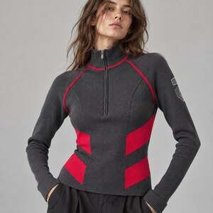 Alp N Rock Ali Half Zip Ski Long Sleeve Sweater Black Red Size L